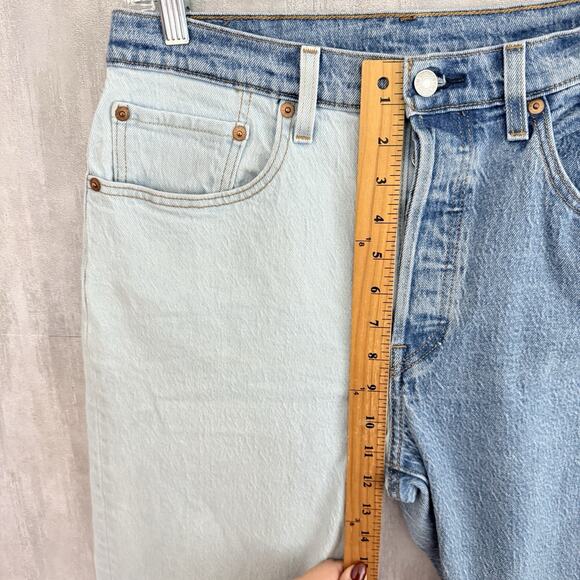 Levi's 501 Cropped Jeans Women’s 30x26 Straight-Leg High Rise Blue Two Tone - Picture 12 of 16